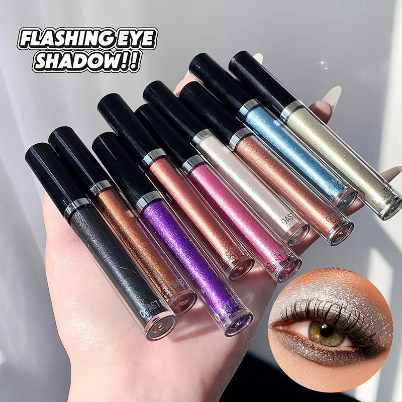 12 Color Pearlescent Liquid Eyeshadow Makeup Natural Smokey Silver Shimmer Diamond Glitter Shadows Waterproof Lasting Eye Makeup