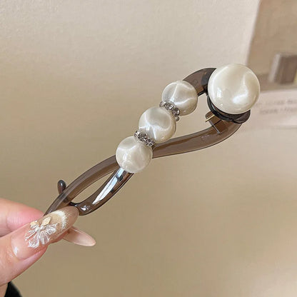 Simple Temperament High-End Feeling Hair Clips Rhinestone Bead Straight Twist Clip Hair Volume Multiple Headpieces Accessory
