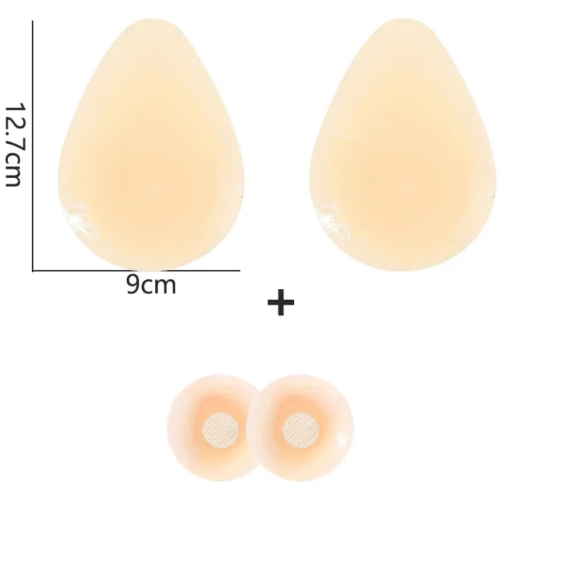 Ultra-Thin Silicone Bra Drop-Shaped Nipple Covers  No Glue Self-Adhesive Sticky Push Up Pasties  Lift Breast Pads for Women