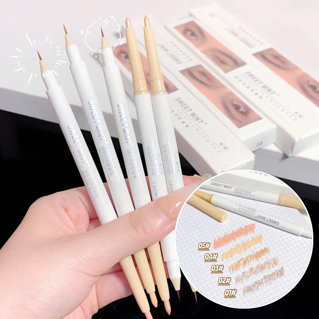 2 In 1 Liquid Eye Liner Shadow Pen Ultra Glitter Eyeliner Pencil Lasting Korean Eyes Makeup High Gloss Pigment Silkworm Gel Pen