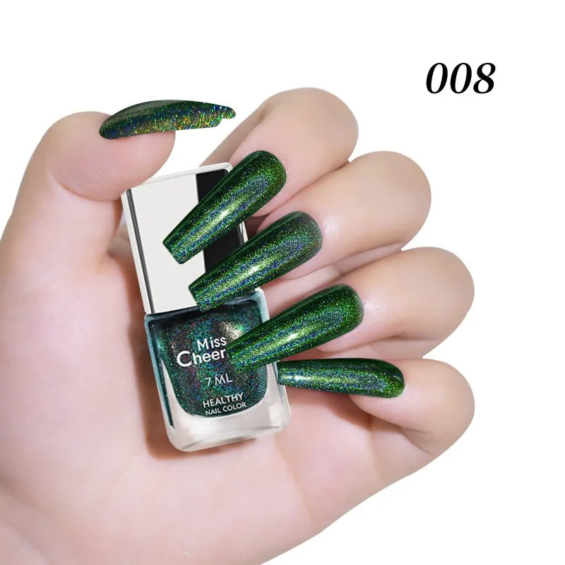 Rainbow Sparkle Holographic Nail Polish 7ml Multichrome Laser Glitter Nail Lacquer Quick-Dry Salon Professional Nail Art Polish