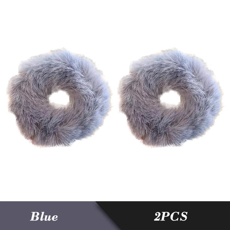 1PC Fluffy Warm Autumn Winter Elastic Hair Band Scrunchies Large Intestine Hair Ring For Women Girls Plush Hair Rope Hairwear