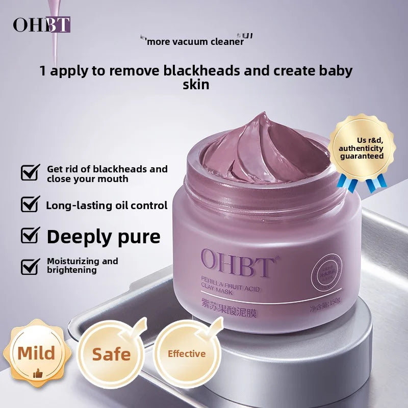 OHBT Perilla Fruit Acid Clay Mask Deep Cleansing Mud Mask Oil Control Mask Deep Moisturizing Fast Absorption 150g