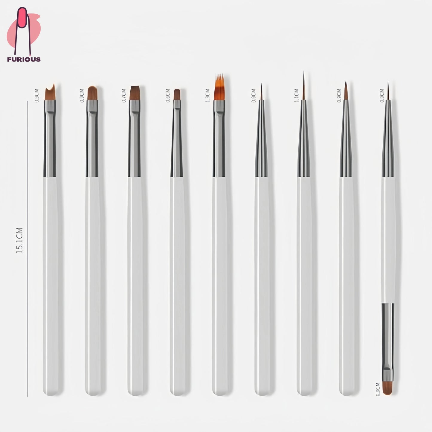 9PCS Nail Art Brushes Professional Nail Art Painting Pen Liner DIY Brush for Nail Art Design Manicure Tool Brown and Gray