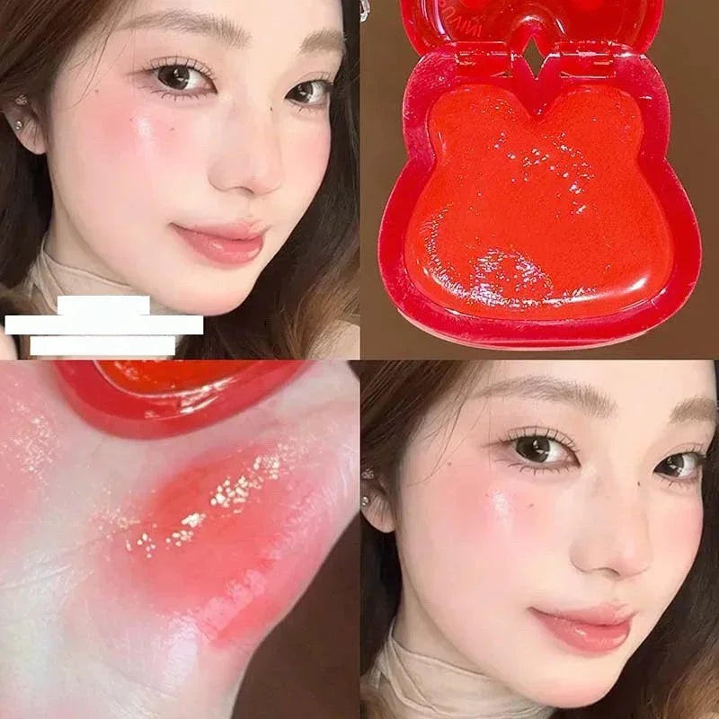 Water Light Cream Blush Matte Multi-purpose Highlight Cream Cute Rabbit Shape Blusher Pink Purple Cheek Tint Makeup Rouge Cream