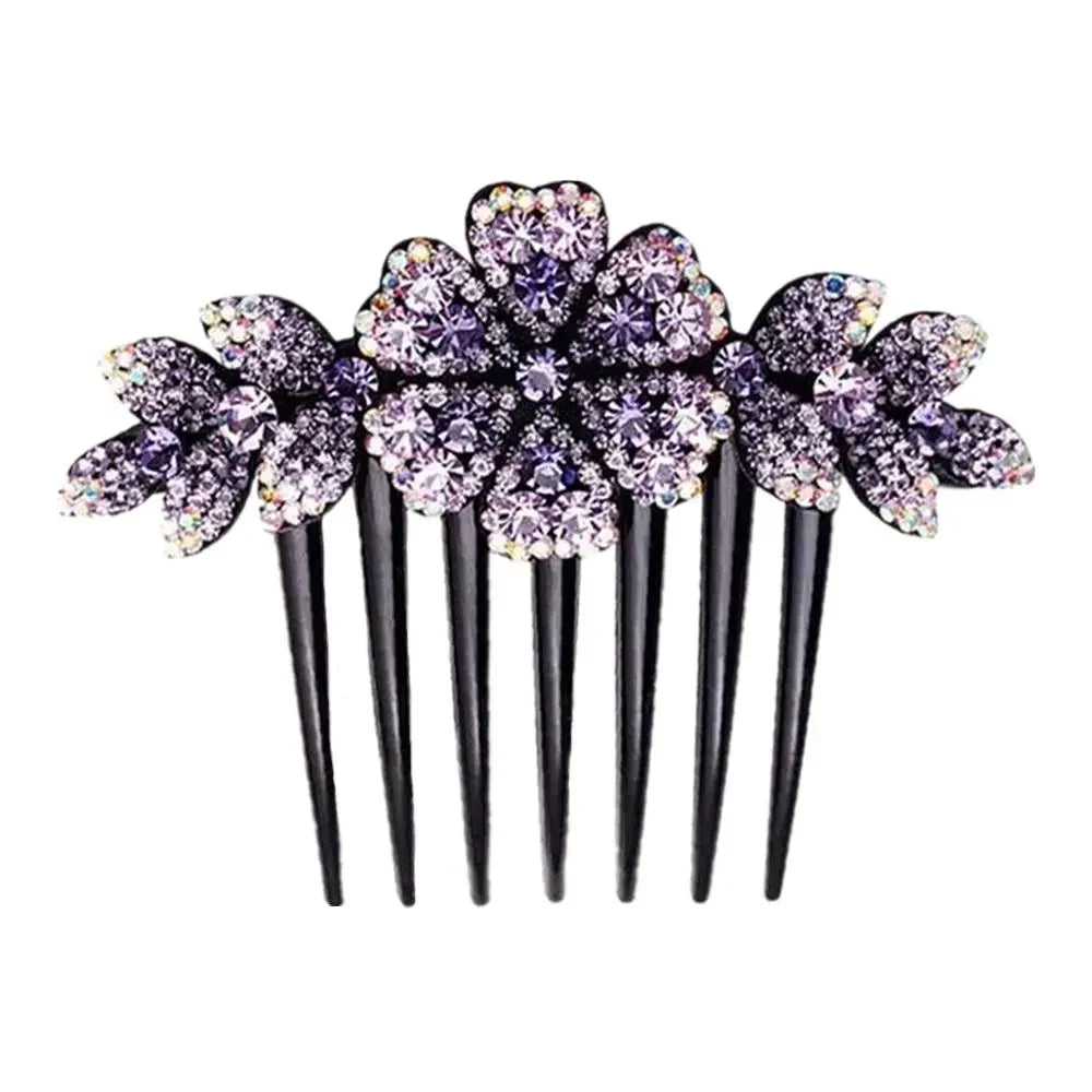 1PC Fashion Hair Comb Luxury Crystal Shiny Rhinestone Hair Clips Inlaid Flower Hairpin Hair Grips Elegant Bride Hair Jewelry
