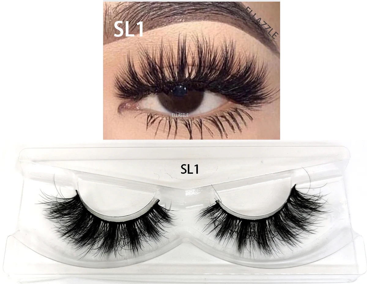 1 Pairs Makeup Eyelashes 3D Mink Lashes Fluffy Soft Wispy Natural Cross Eyelash Extension Reusable Lashes Mink 5D False Eyelash