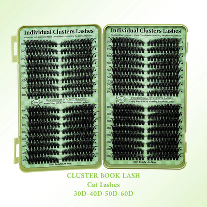 LASHSUN Lash Clusters book DIY Eyelash Extensions Clusters Lashes book D Curl LASH Mega Volume Individual Lashes Eyelash Cluster