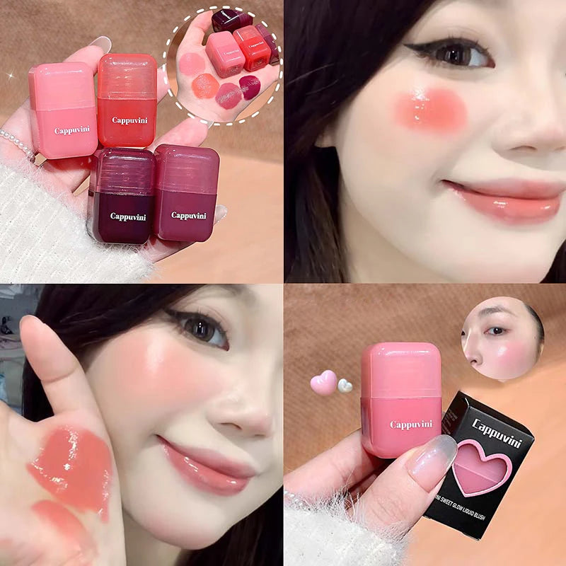 1/2Pcs Mini Sweet Monochrome Liquid Blusher Moisturizing Mirror Blush Liquid Brightening Natural Rouge Korean Cosmetic Makeup