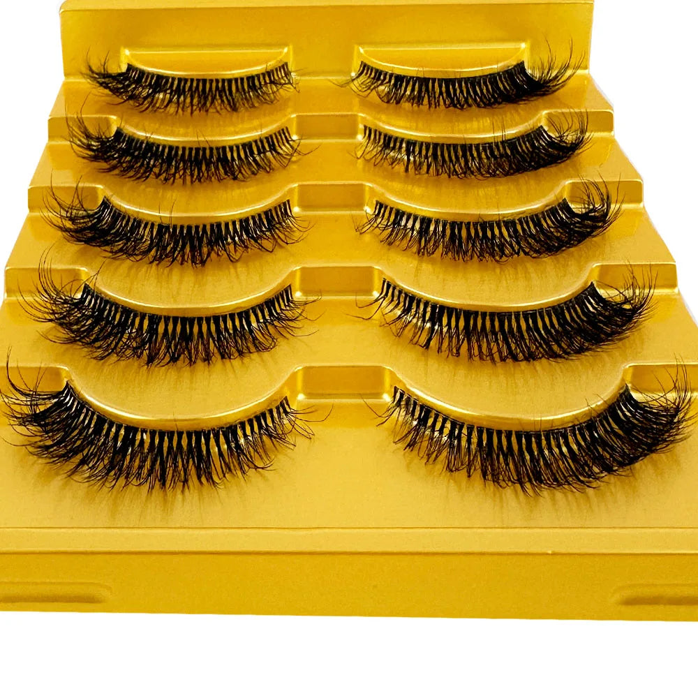 5pairs Mink Eyelashes Invisible Band Lash Extension Natural False Eyelashes Cross Cluster Fairy 3D Faux Big Eye Long Fake Lashes