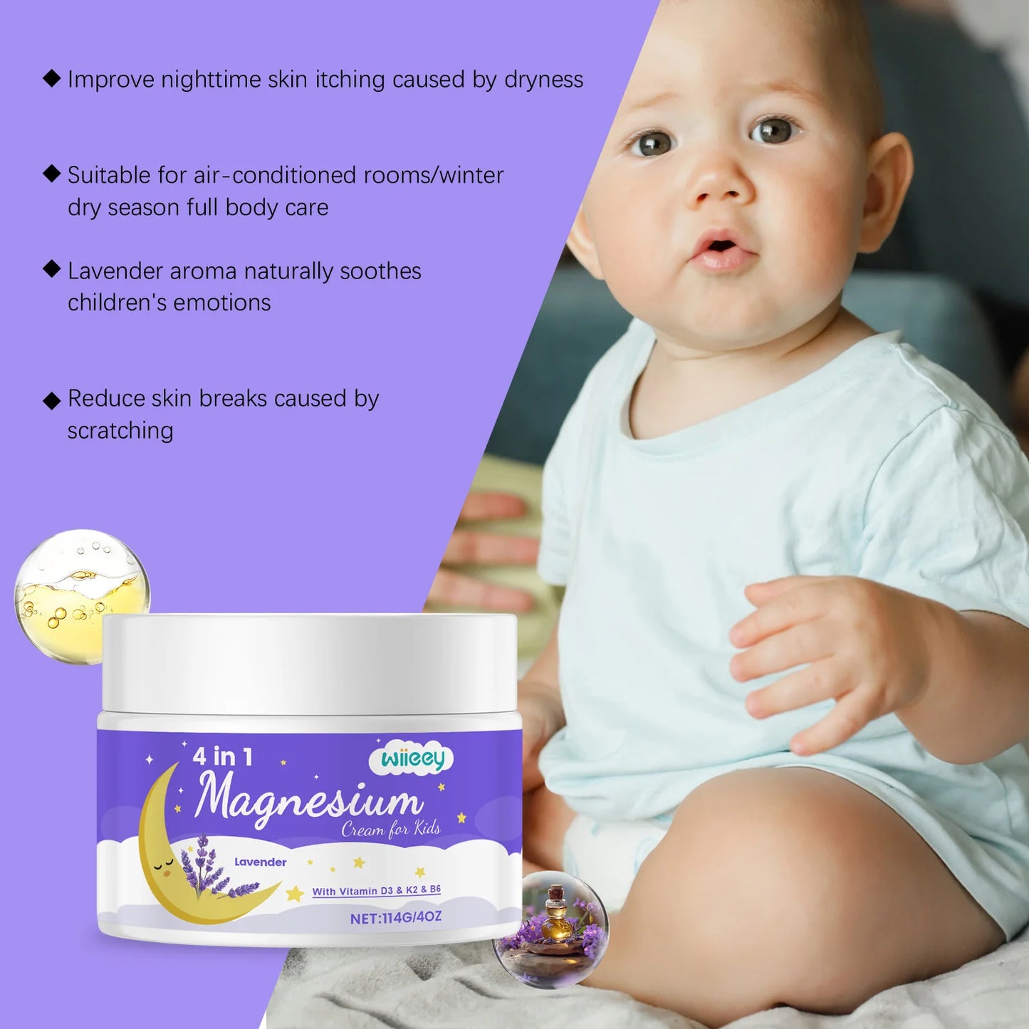 Magnesium Balm Repair Damaged Skin Nourishing Anti Drying Soften Skin Soothing Anti-Allergy Calming Moisturizing Kids Body Cream