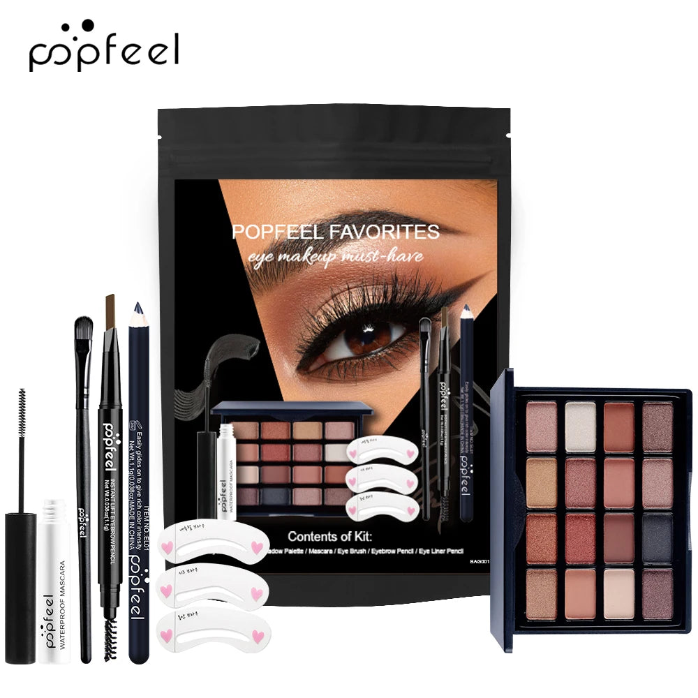 POPFEEL Eye Makeup Kit Makeup Set, Mini Makeup Kit, Eey Shadow Palette Eyebrow Mascara Eyeliner