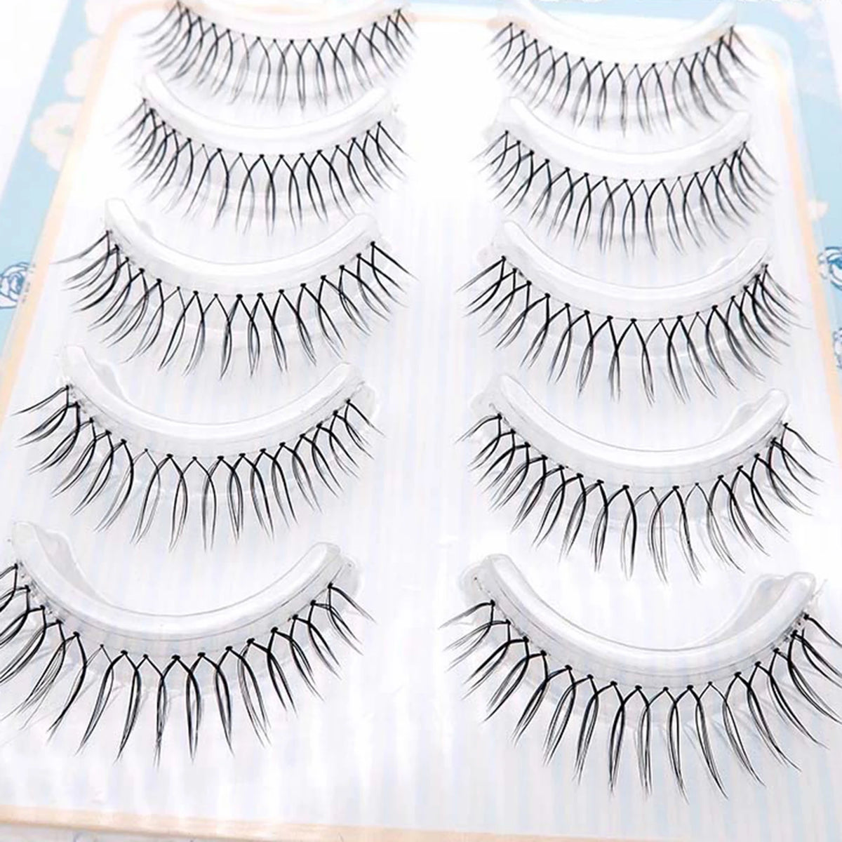 5 Pair False Eyelashes Korean Style U Shape Lashes Natural Soft Full Strip Eyelash Extension DIY Wispy Lash Cosmetic Supplies