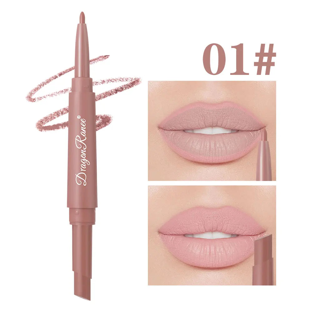 Double-Ended Lip Liner Velvet Matte Lipstick Lip Gloss Easy to Color Non-Fading Non-Stick Cup Lip Liner