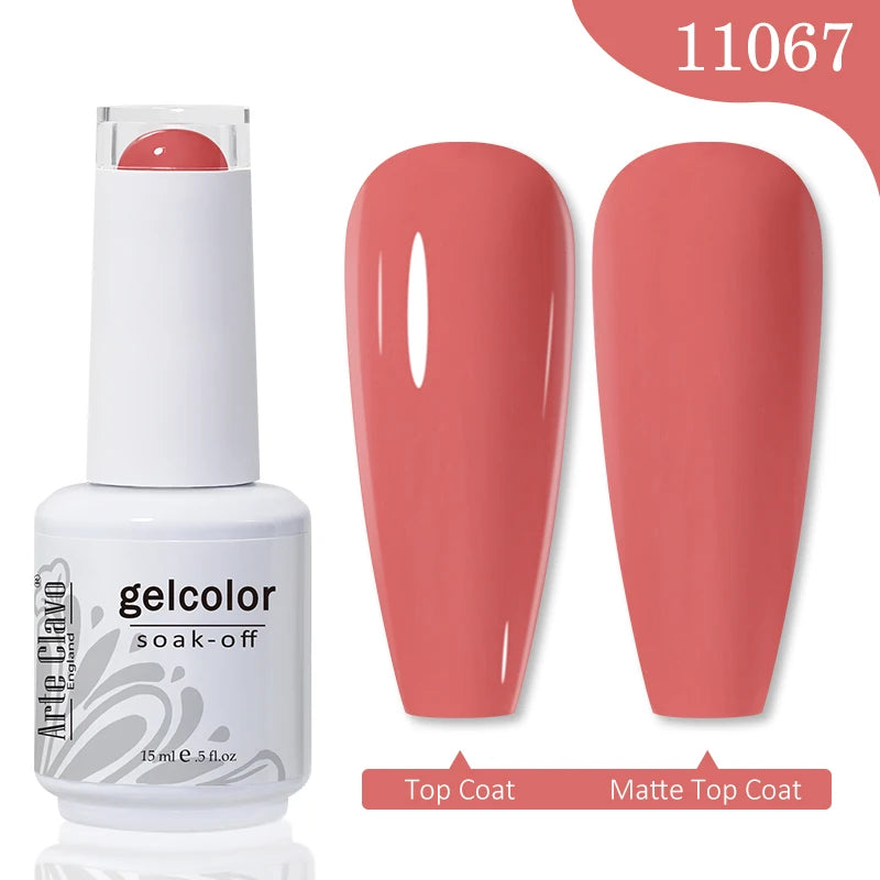 Arte Clavo 15ml Rose Red Pink Color Gel Nail Polish Autumn Winter Hot Sale Long Lasting Soak Off For Manicure Nail Art Gel