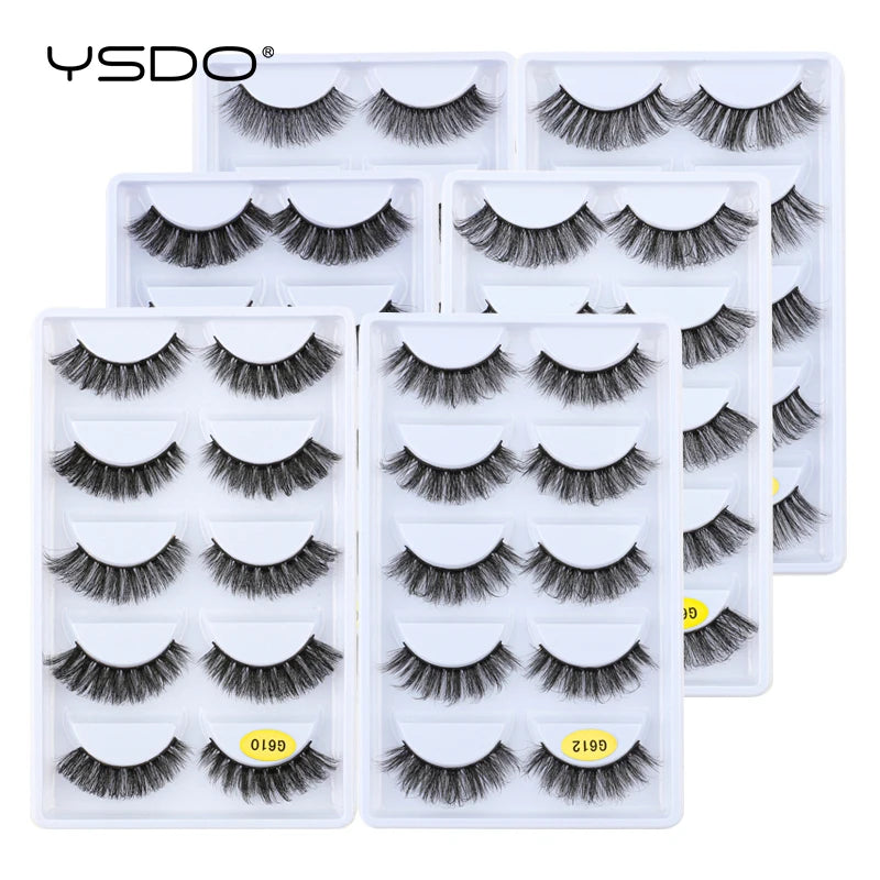 YSDO Eyelashes 3/5 Pairs Natural Long 3D Mink Lashes Fluffy Volume Mink False Eyelashes Cruelty Free Wispy Lashes Makeup Cilios