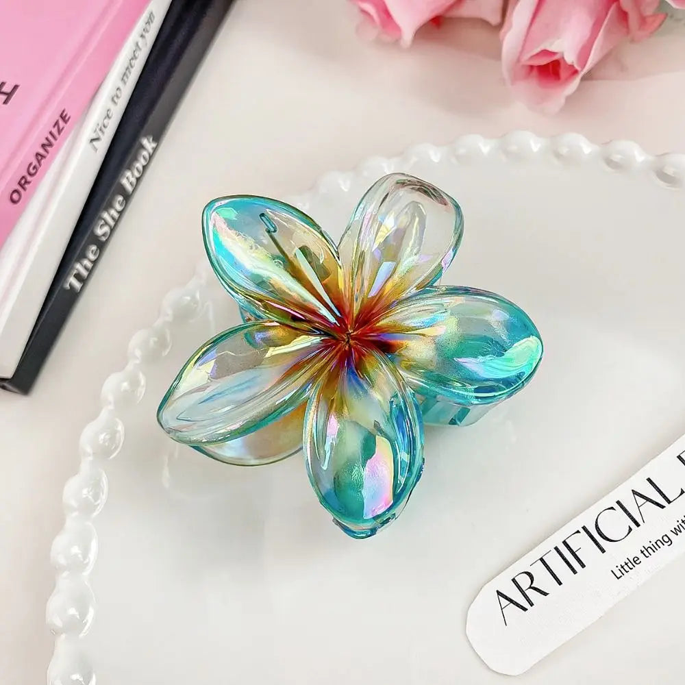 Bohemia Egg Flower Flower Hair Clips Fashion Flower Shape Headwear Shark Clip Plastic Colorful Flowers Claw Vacation