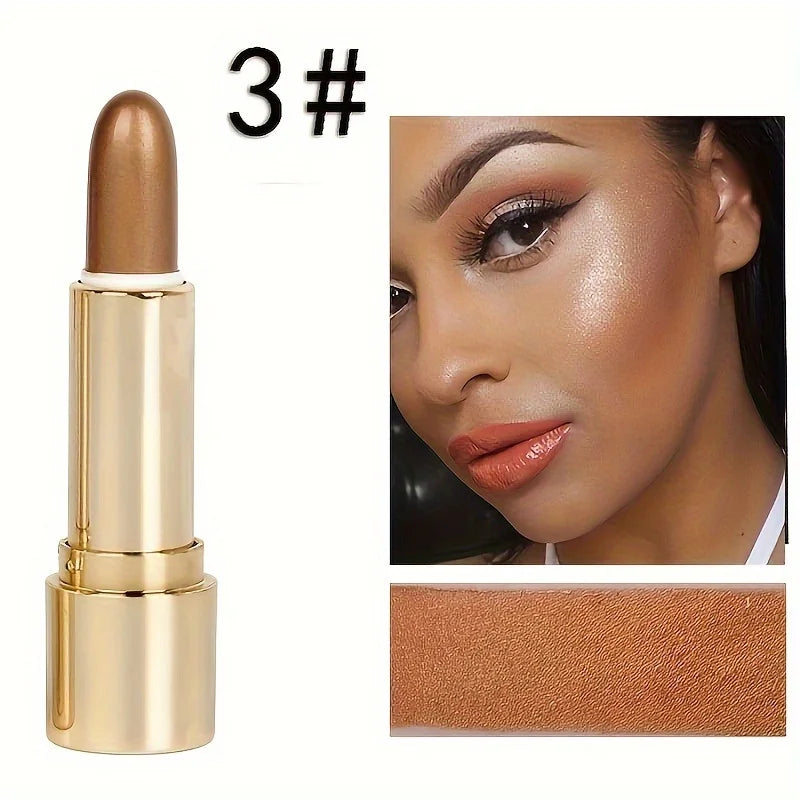 3 Color Highlighter Stick Portable Face Contour Natural Shimmer Glow Long-Lasting Cream Highlighter for Cheekbones Nose