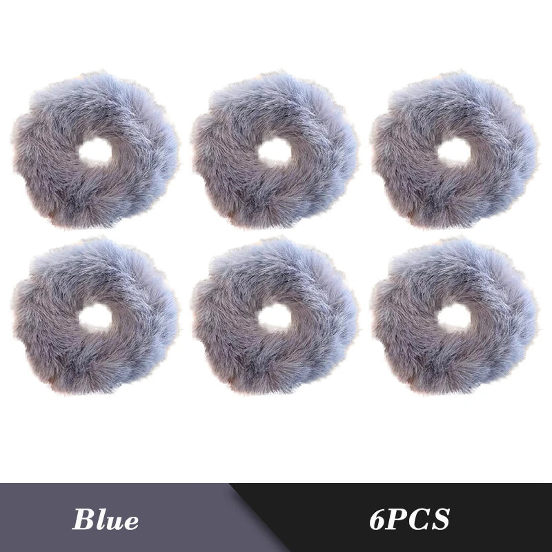 1PC Fluffy Warm Autumn Winter Elastic Hair Band Scrunchies Large Intestine Hair Ring For Women Girls Plush Hair Rope Hairwear