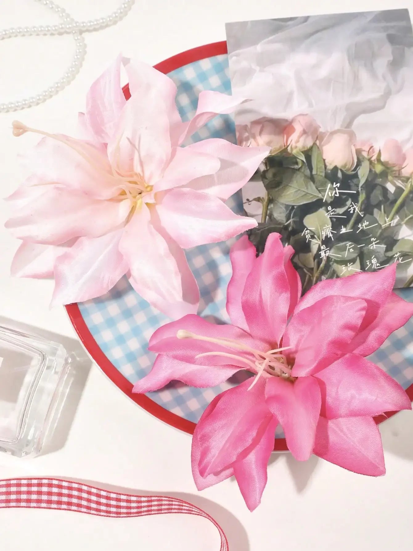 2pcs Boho Style Oversized Faux Flower Hair Clip Set, Elegant Beach Side-Bang Decor Headpieces Claw Clips Hair Claws Hair Barrettes, School Stuff, Pink Hair Clips, Vacation Outfits Woman, Girly, Hair Accessories, Valentines Ac