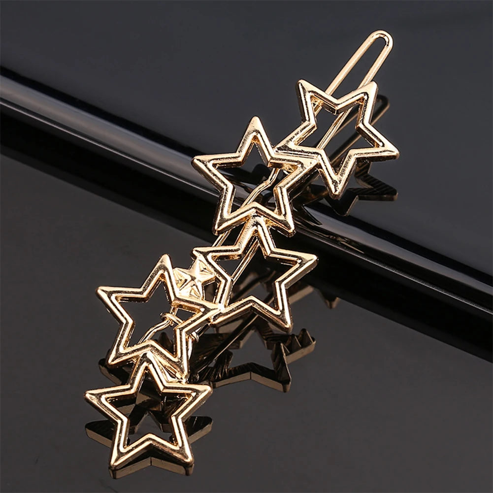 Triangle Moon Hairpin Fashion Women Metal Frog Clip Word Clip Elegant Star Round Barrette Alloy for Ladies Hair Accessories