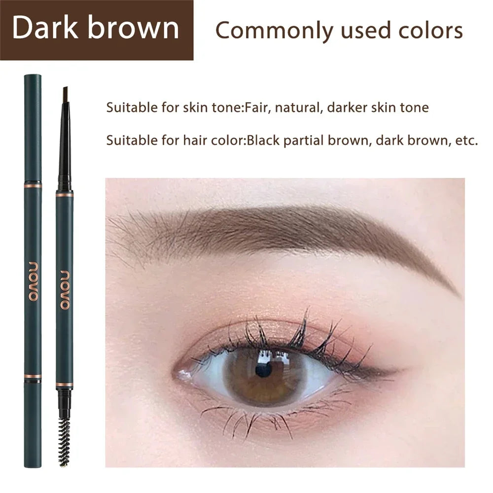 Novo Color Double Eyebrow Pencil with Brush Waterproof Lasting Extremely Slim Sketch Eye Brow Tattoo Pen Eye Makeup Cosmetic