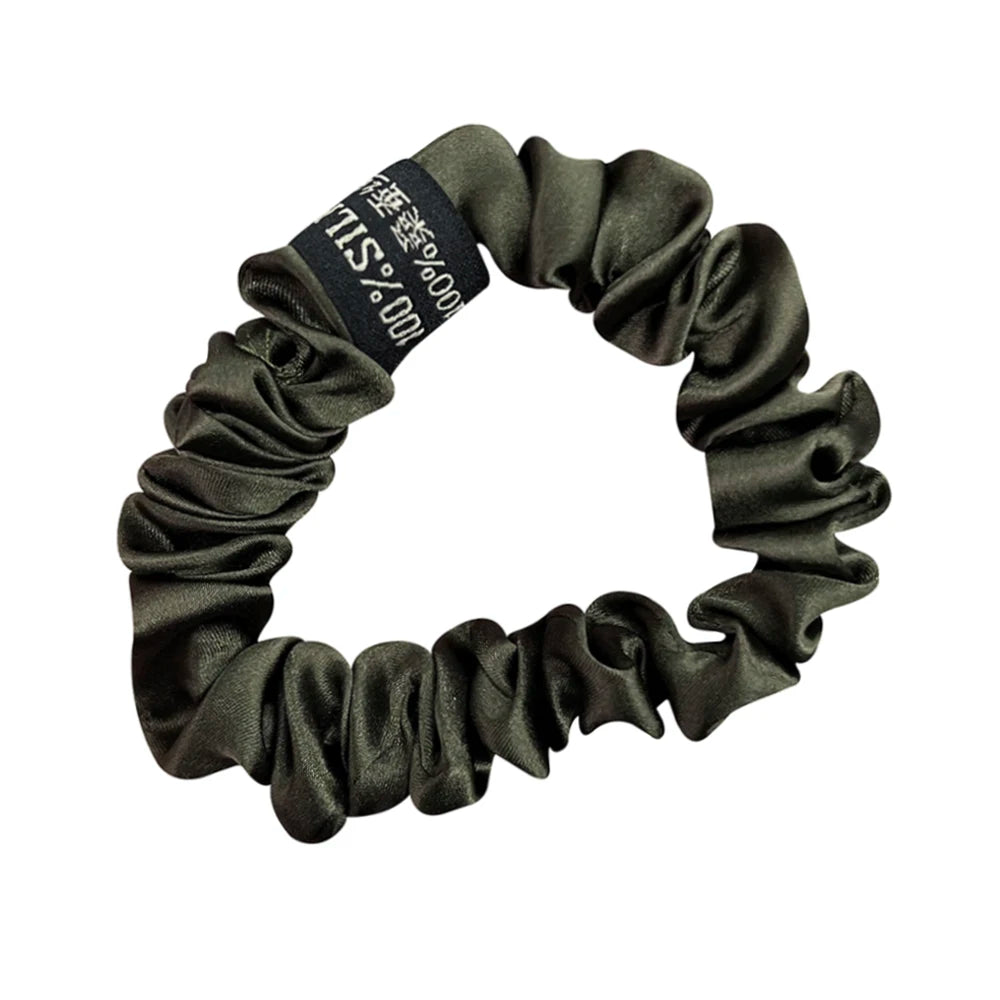 100% Pure Mulberry Silk Scrunchies Hair Bands Ties Gum Elastics Ponytail Holders Pure Color for Women Girls 19 Momme 1.5CM