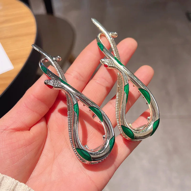 1pc Zinc Alloy Rhinestone Snake Hair Ornament, Retro Elegant High-End Hairpin, Four Seasons Personality Versatile Headwear, Suit