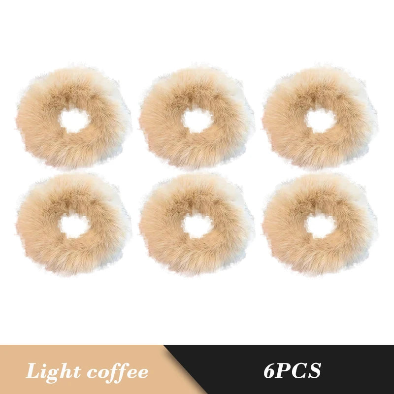 1PC Fluffy Warm Autumn Winter Elastic Hair Band Scrunchies Large Intestine Hair Ring For Women Girls Plush Hair Rope Hairwear