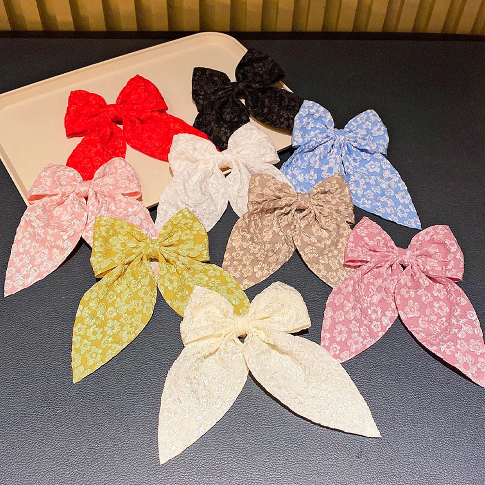 9pcs Women's Sweet Butterfly Knot Hair Clips with Flower Print Decorations Perfect Fashionable Gift for Daily Outfits And Photog