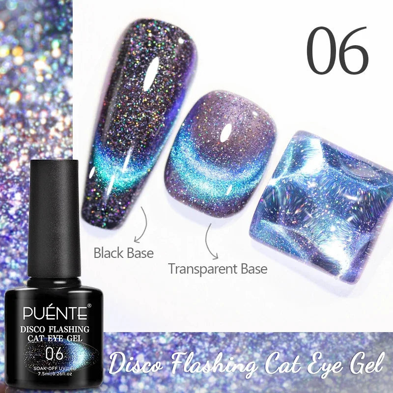 7.5ML Black Cat Eye Magnetic Glitter Gel Nail Polish Ultra-Bright Black Shine Long-Lasting Soak Off UV Nail Art Varnish Manicure