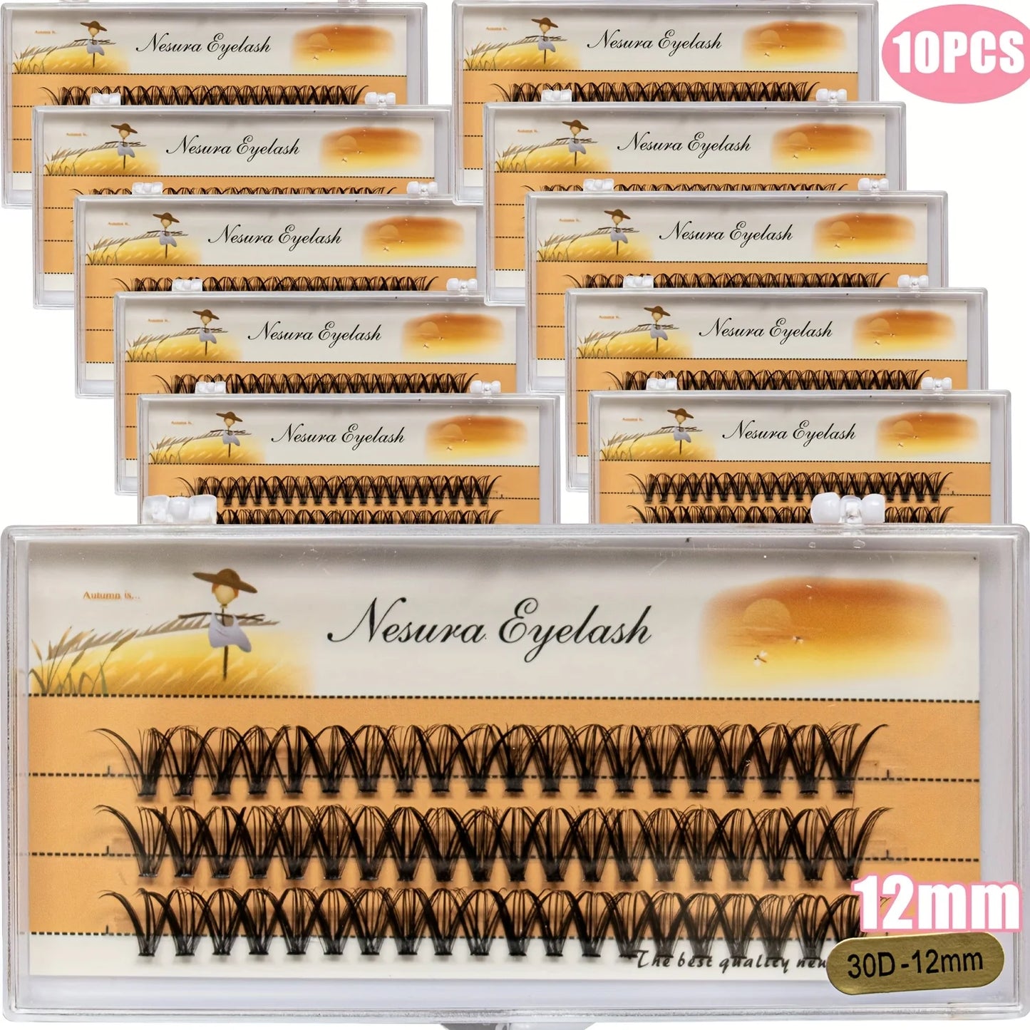 Sackvis10pcs/lot Cluster Eyelashes 3 Rows 10D/20D/30D/40D Natural Style Individual Eyelash Bundles Handmade Supplier
