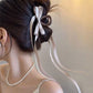 Fashion Black Long Ribbon Bow Claw Clip Back Butterfly Clips Shark Clip Women Girl New Frosted Hair Accessories Hair Claw Clip