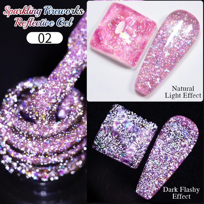 PUENTE 7.5ML Golden Gems Cat Magnetic Gel Nail Polish Pink Brown Blue Colors Golden Glitter Cat Eye Soak Off UV Nail Art Varnish