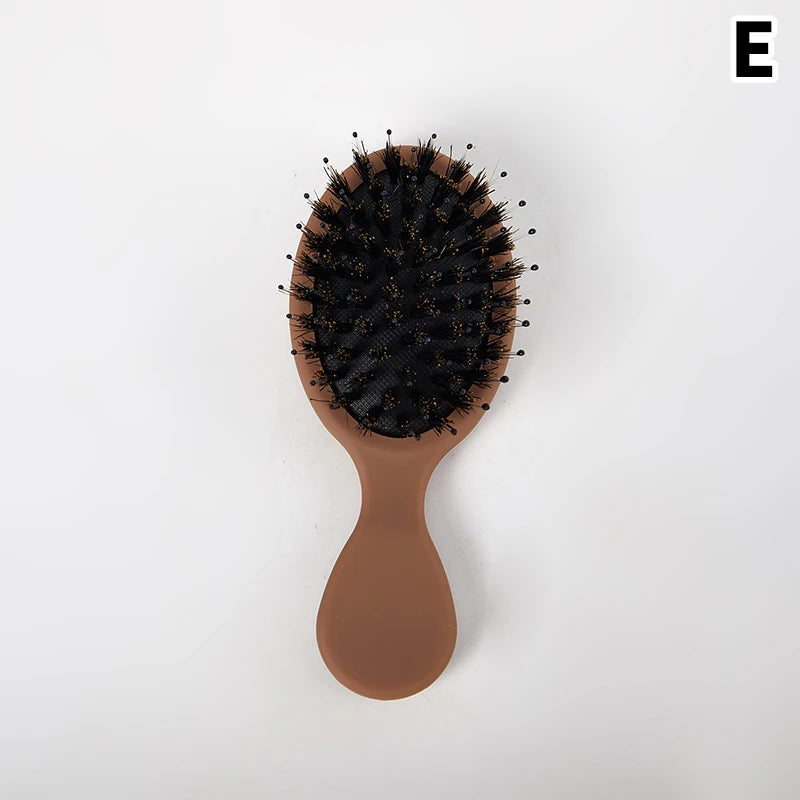 1Pcs Portable Mini Natural Boar Bristle Oval Hair Brush Comb Head Scalp Massage Comb Salon Hair Care Brush Styling Tool