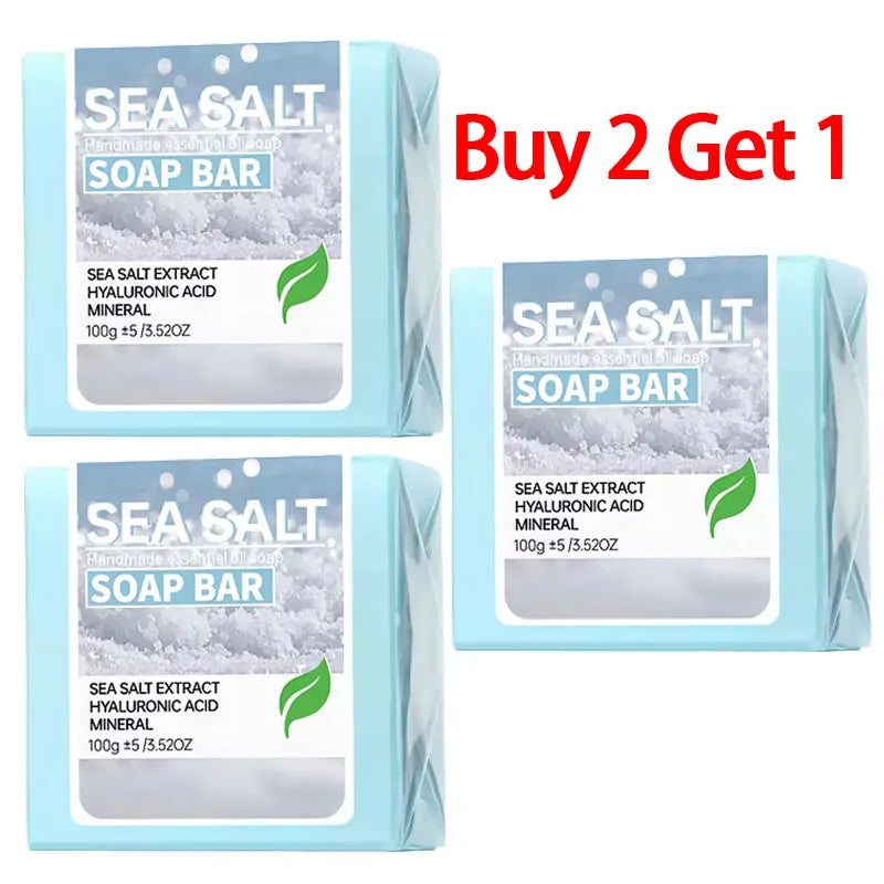 Sea Salt Handmade Essential Oil Soap Hyaluronic Acid Skin Cleansing and Moisturizing Soap Bar Deep Cleansing Bath Mineral Soap