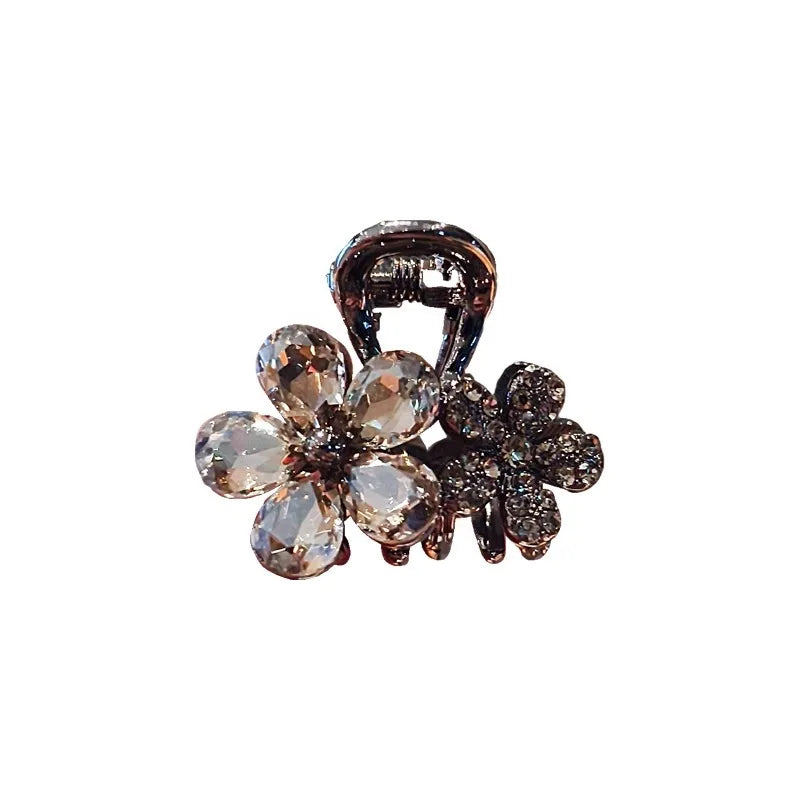 Crystal Flowers Shark Clip Small Premium Hair Clip Claw Clamp Disc Hair Clip Headwear Girls Women Hair Accessories