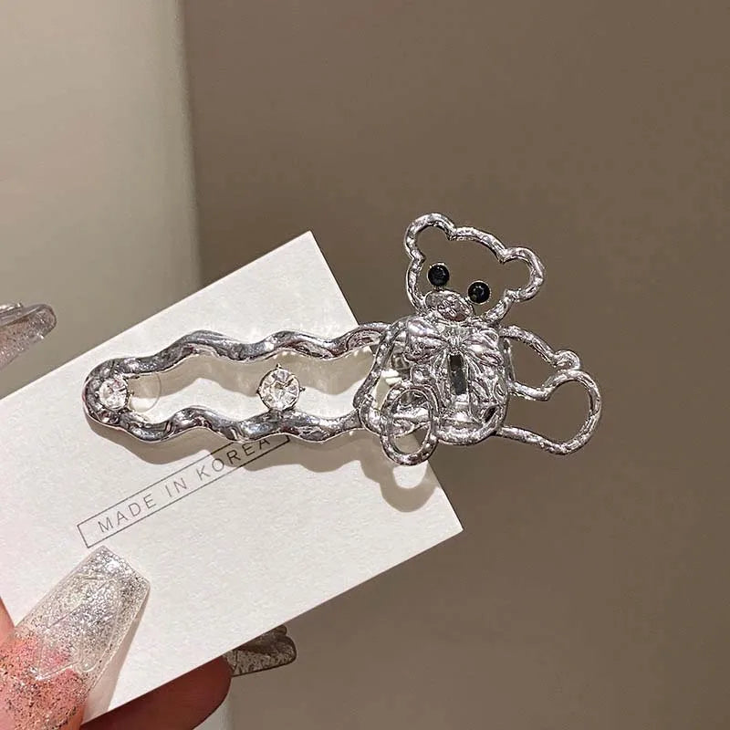Y2K Irregular Liquid Metal Hairpin Butterfly Zircon Hair Clips Girl Fashion Silver Bang Clip For Women Hair Accessories