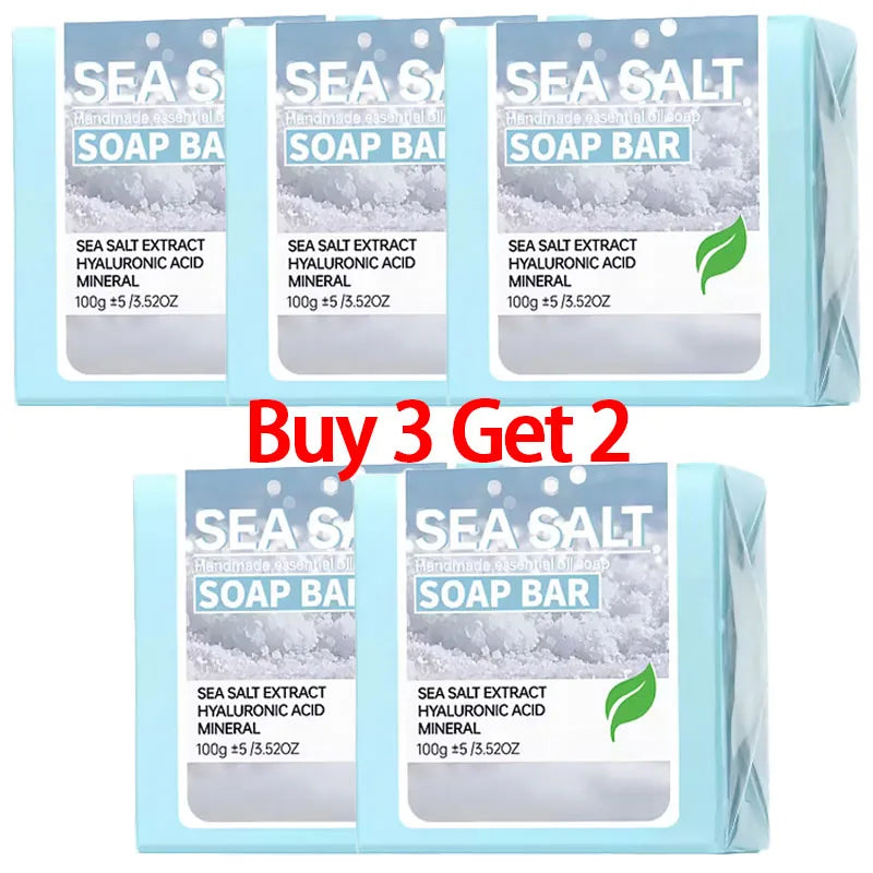 Sea Salt Handmade Essential Oil Soap Hyaluronic Acid Skin Cleansing and Moisturizing Soap Bar Deep Cleansing Bath Mineral Soap
