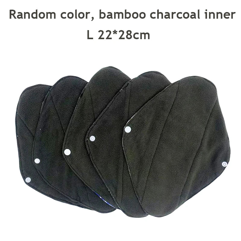 5PCS Small Medium Large Different Period Time Bamboo Reusable Menstrual Pads Washable Sanitary Towels for Lady Women Daily Night