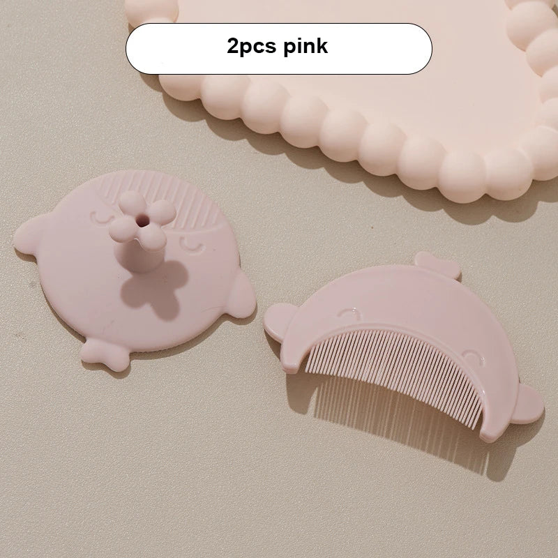 2pcs Set Infant Silicon Head Massager Fetal Head Fat Comb Toddler Bathing Soft Comb Newborn Hair Cleaning Baby Care Accessories
