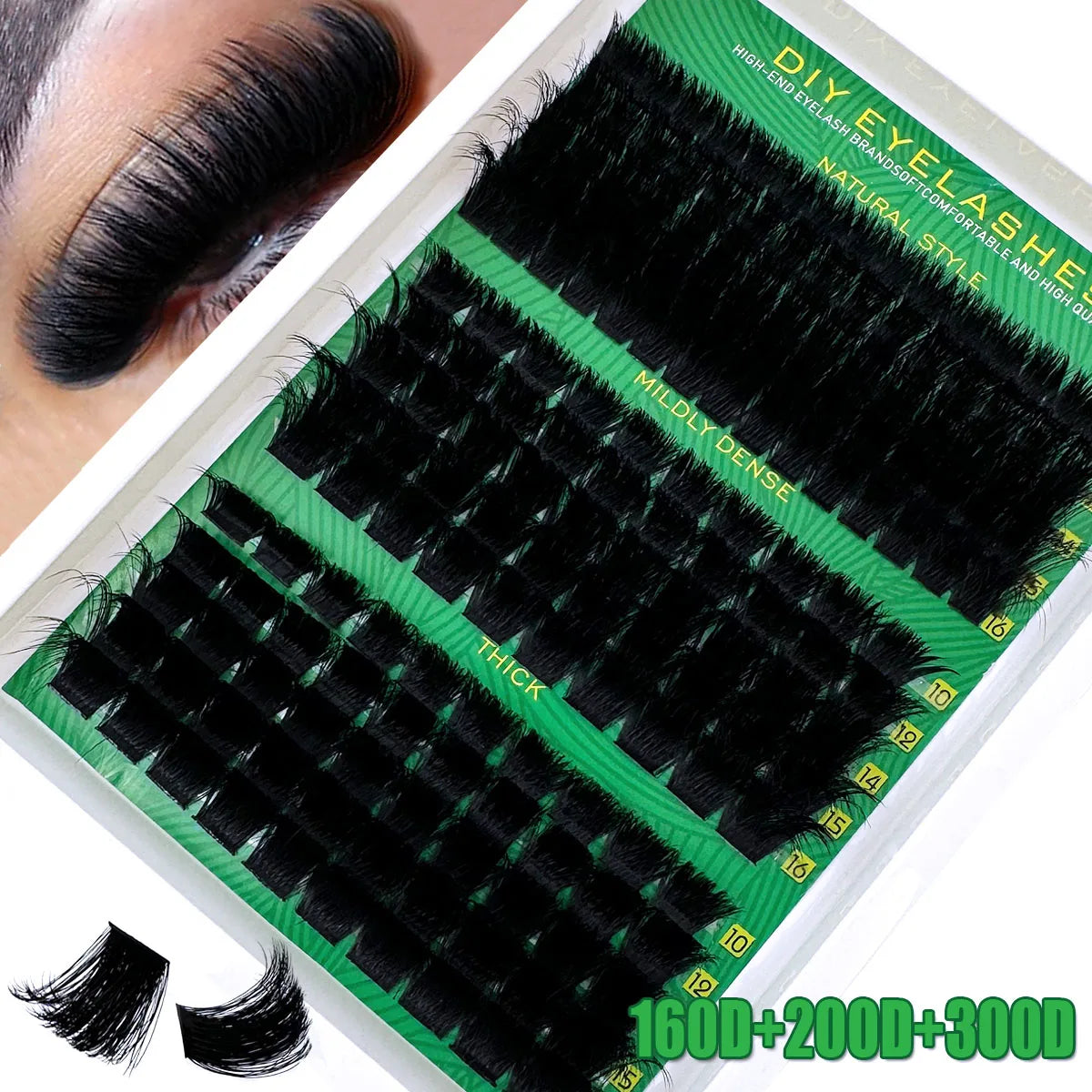 DIY Faux Mink Eyelashes 60D80D100D200D300D Fluffy Individual Lash Extensions, 5D Effect 0.07mm Curled Dramatic Lashes 10-16mmMix