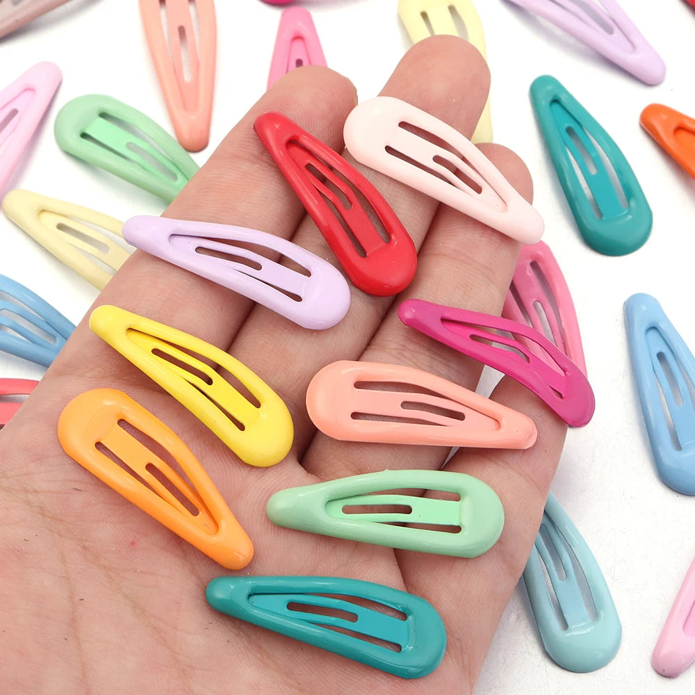 60pcs/lot Colorful Y2K BB Hair Clips Mini Metal Waterdrop Hair Pins Clips Snap Barrettes For Girls Hair Accessories