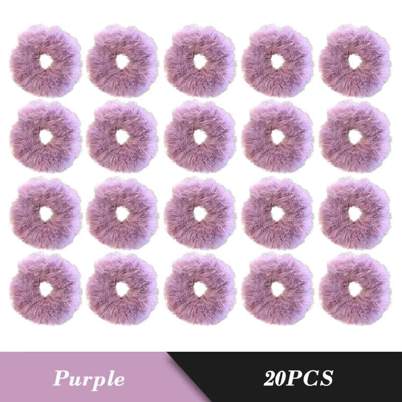 1PC Fluffy Warm Autumn Winter Elastic Hair Band Scrunchies Large Intestine Hair Ring For Women Girls Plush Hair Rope Hairwear