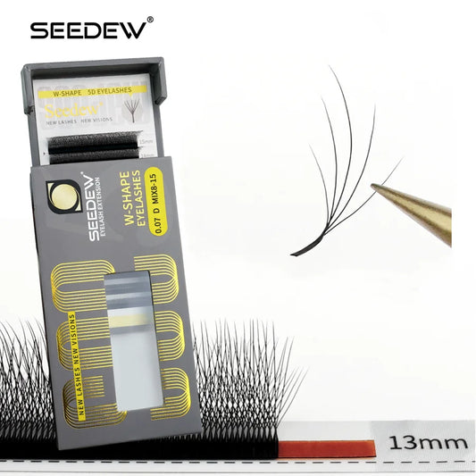 SEEDEW Wispy W Shaped 5D Eyelash Extension Premade Volume Fans False Eyelashes Natural Soft Lashes