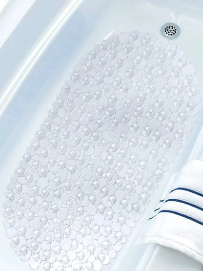 1pc Pebbles Bath Mat for Tub Non-Slip Bathtub Mat with Suction Cups, Drain Holes for Bathroom Showers, Tub, Machine Washable