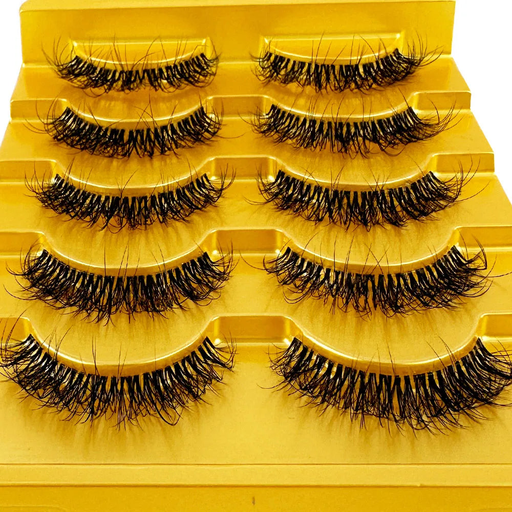 5pairs Mink Eyelashes Invisible Band Lash Extension Natural False Eyelashes Cross Cluster Fairy 3D Faux Big Eye Long Fake Lashes