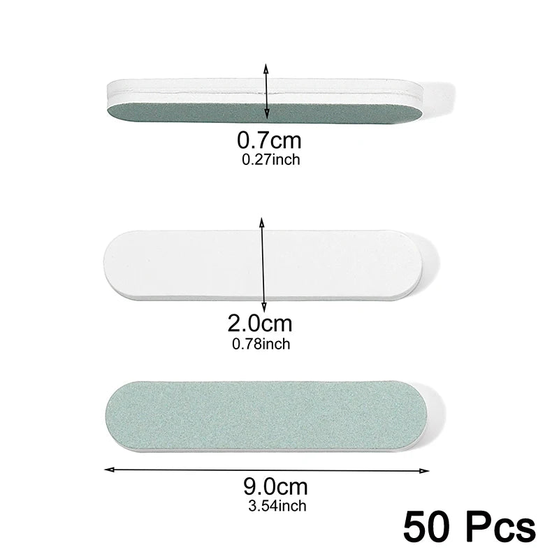 50/100 Pcs/Lot Nail Buffer Polishing Strip Green/White Sanding 600/3000 Sponge Manicure Tools  Washable Buffing Blocks for Nails
