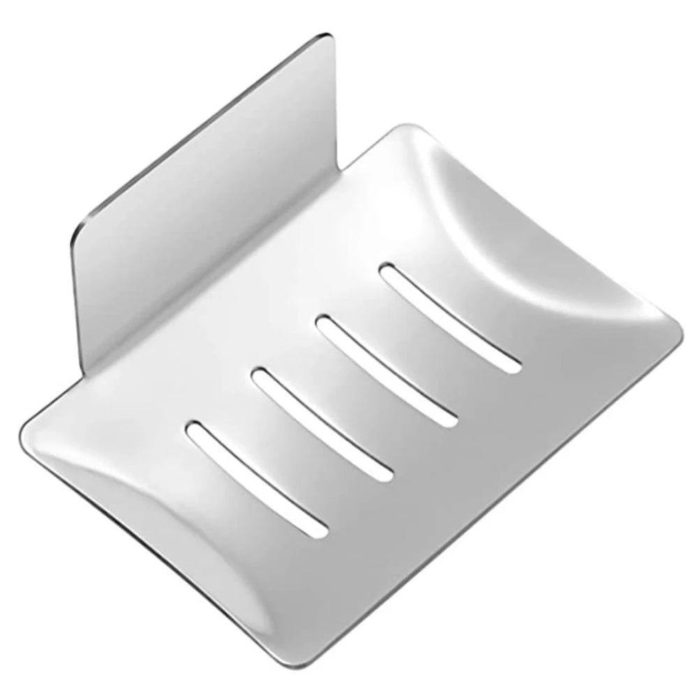 Self-adhesive Wall Mounted Soap Dish Stainless Steel Bathroom Soap Storage Holder Drain Tray Free-Punching Bathroom Accessories