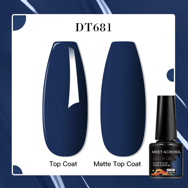 MEET ACROSS 160 Colors 7.3ml Gel Nail Polish Vernis Glitter Sparkly Semi Permanent Soak Off LED UV Gel Varnish Nail Art Manicure